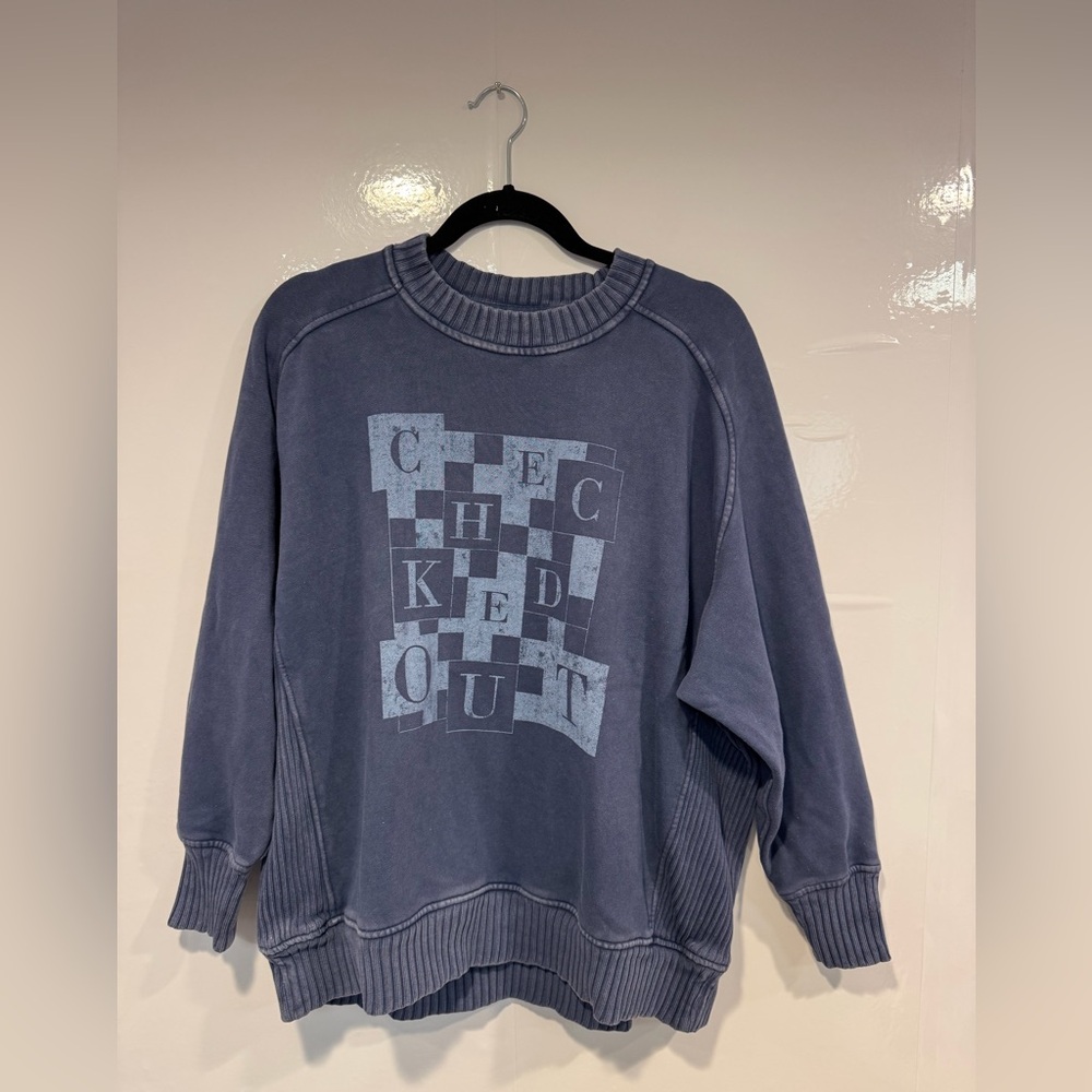 Blue Aerie the chill crew Checked Out graphic sweatshirt